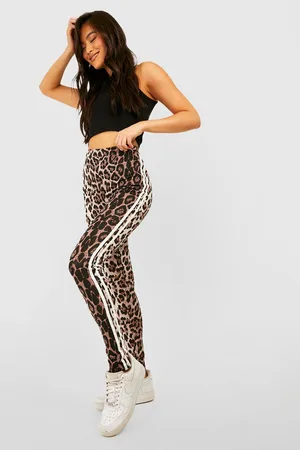 Boohoo Side Stripe Leopard Lounge Legging