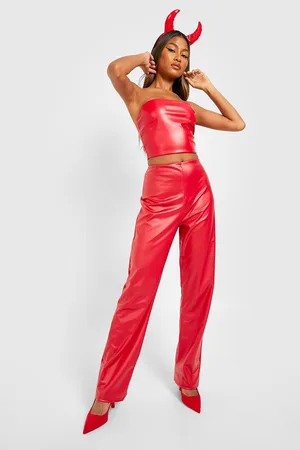 Boohoo Halloween Pu Bandeau Crop Top