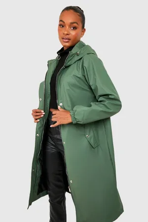 Boohoo Tall Coated Hooded Longline Rain Anorak