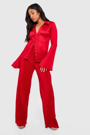 Boohoo Petite Satin Plisse Trouser