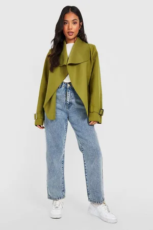 Boohoo Petite Waterfall Cuff Detail Coat