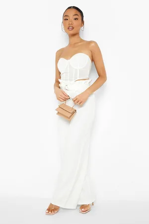 Boohoo Petite Paperbag Waist D Ring Wide Leg Trouser