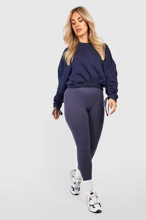 Boohoo Plus Dip Hem Ruched Sleeve Sweatshirt