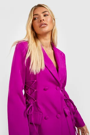 Boohoo Lace Up Waist Tailored Blazer Dress