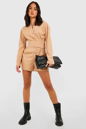 Boohoo Wrap Detail Collarless Utility Playsuit