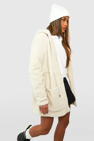Boohoo Hooded Teddy Faux Fur Jacket