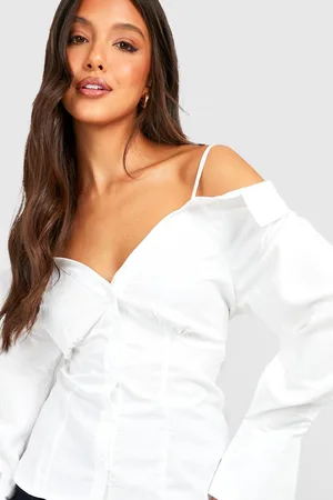 Boohoo Cold Shoulder Strappy Shirt Style Top