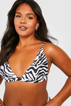 Boohoo Plus Zebra Triangle Bikini Top