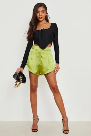 Boohoo Bandage Long Sleeve Hook And Eye Corset Top
