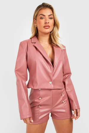 Boohoo Leather Look Button Front Tailored Shorts