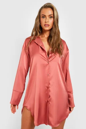 Boohoo Satin Oversized Shirt Dress