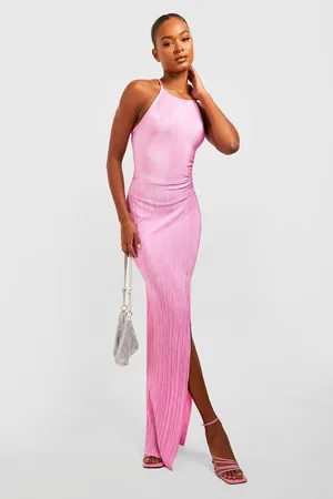 Boohoo Tall Plisse Split Side Maxi Dress