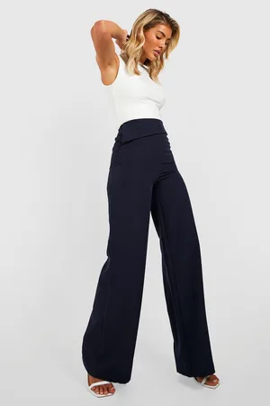Boohoo Woven Folded Waistband Slouch Trousers