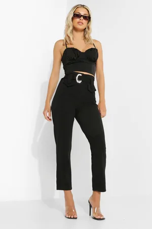 Boohoo Deep Waist Band High Waist Trouser