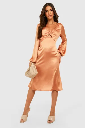 Boohoo Satin Tie Back Midi Skater