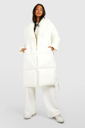 Boohoo Shaggy Faux Fur Collar Puffer