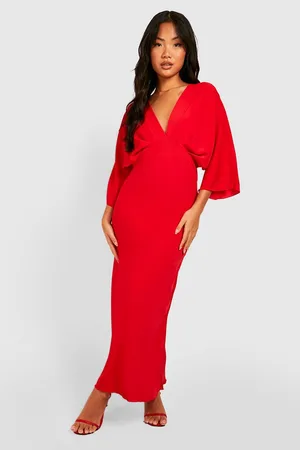 Boohoo Petite Bias Cut Angel Sleeve Maxi Dress