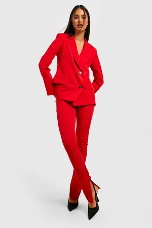 Boohoo Woven Split Hem Tailored Skinny Trousers