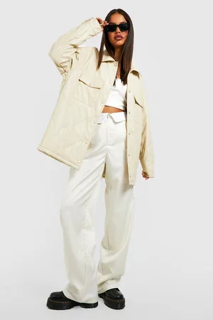 Boohoo Leather Look Pocket Detail Quilted Shacket