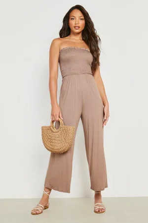 Boohoo Tall Shirred Bandeau Culottes Jumpsuit