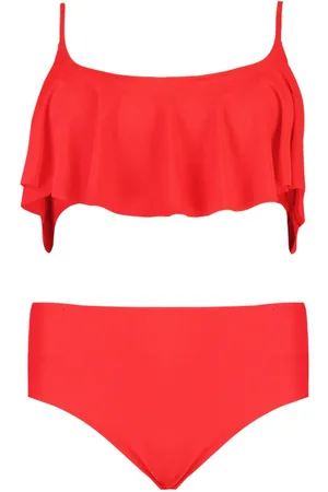 Boohoo Plus Crop Frill Bikini