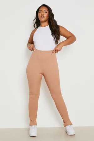 Boohoo Plus Rib Split Hem Leggings