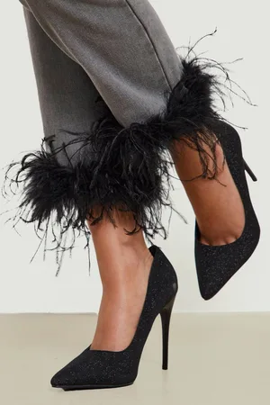 Boohoo Wide Fit Glitter Court Shoe