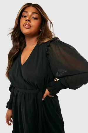 Boohoo Plus Woven Tie Belt Midi Dress