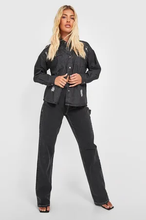 Boohoo Ripped Western Fit Denim Shirt