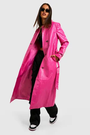 Boohoo Faux Leather Longline Trench Coat