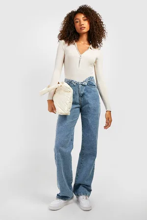 Boohoo Tall Zip Up Knitted Bodysuit