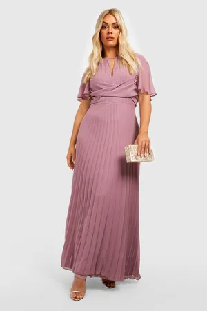 Boohoo Plus Chiffon Keyhole Angel Sleeve Maxi Dress