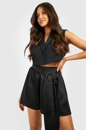 Boohoo Tie Waist Satin Shorts