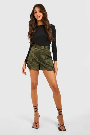 Boohoo Satin Cargo Utility Shorts