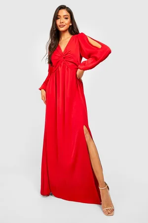 Boohoo Twist Detail Split Sleeve Maxi Dress