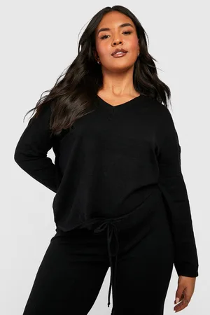 Boohoo Plus V Neck Knitted Co-ord