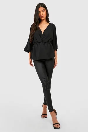 Boohoo Maternity Angel Sleeve Peplum Blouse