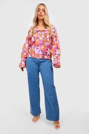 Boohoo Plus Floral Ruffle Blouse