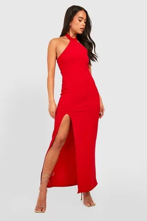 Boohoo Petite High Neck Split Leg Maxi Dress