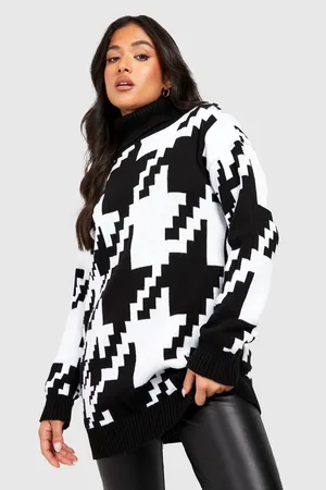 Boohoo Petite Dogtooth Rollneck Jumper