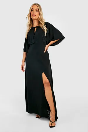 Boohoo Plus Premium Satin Angel Sleeve Maxi Dress