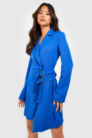 Boohoo Double Layer Buckle Detail Blazer Dress