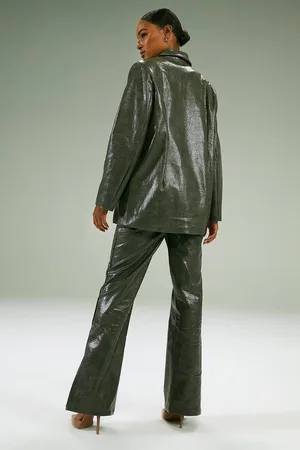 Boohoo Tall Vinyl Mock Croc Oversized Blazer