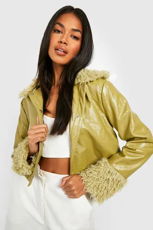 Boohoo Faux Fur Trim Pu Jacket