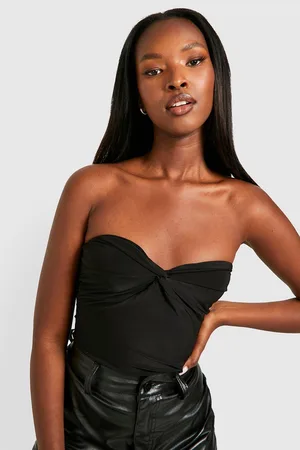 Boohoo Bandeau Boobtube Slinky Twsit Knot Bodysuit