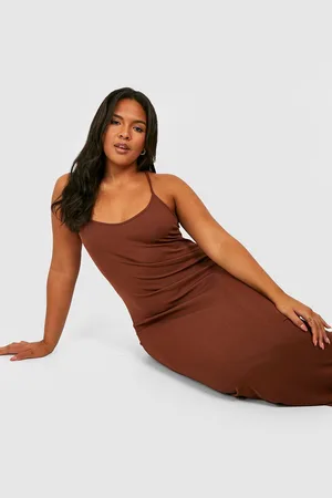 Boohoo Plus Rib Strappy Maxi Dress