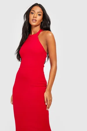 Boohoo Tall Halter Neck Side Split Maxi Dress