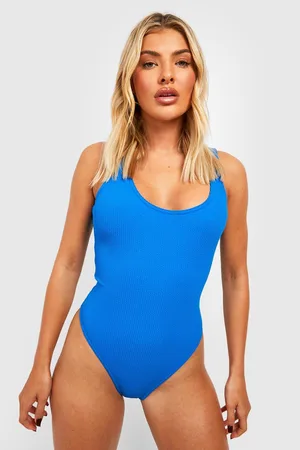 Boohoo Crinkle Scoop Neck Swimsuit