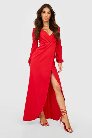 Boohoo Off The Shoulder Wrap Maxi Dress