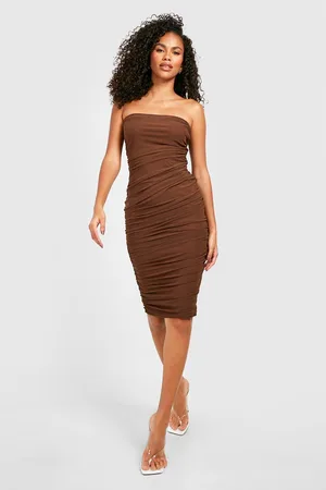 Boohoo Mesh Bandeau Bodycon Midi Dress